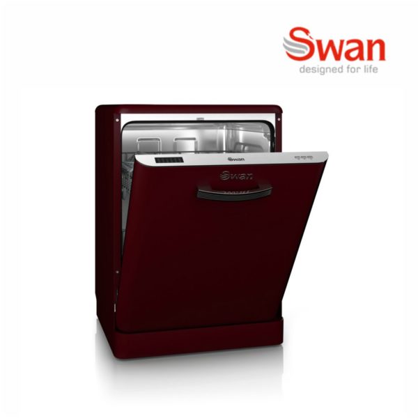 Swan SDW7040WRN Retro Dishwasher – Wine