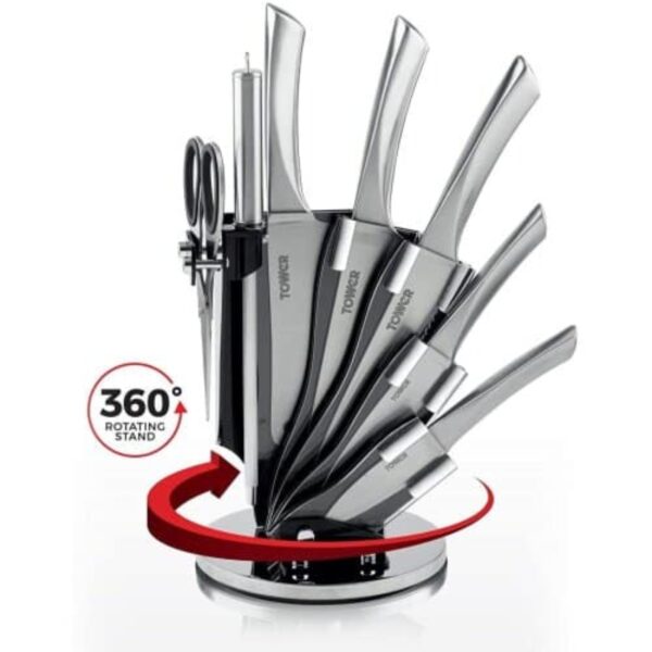 Tower T80709S 7 Piece Knife Set with Stand Stainless Steel