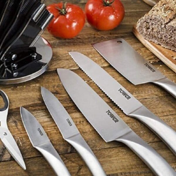 Tower T80709S 7 Piece Knife Set with Stand Stainless Steel