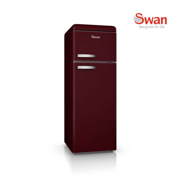 Swan SR11010WRN Retro 3/4 Fridge Freezer – Wine