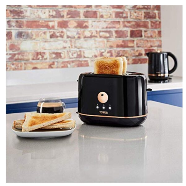 Tower  T20028B Diamond Toaster 2 Slice – Rose Gold / Black