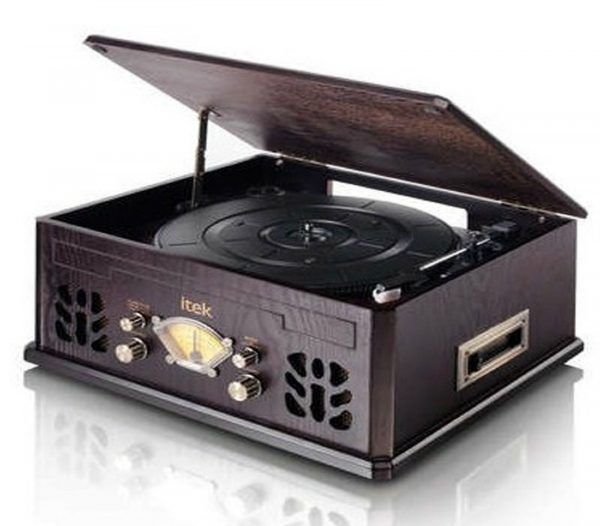 Itek IT142D Nostalgic Record/CD/Casette Player and Radio – Dark Wood