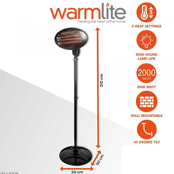 Warmlite WL42009 Patio Heater Portable – Black