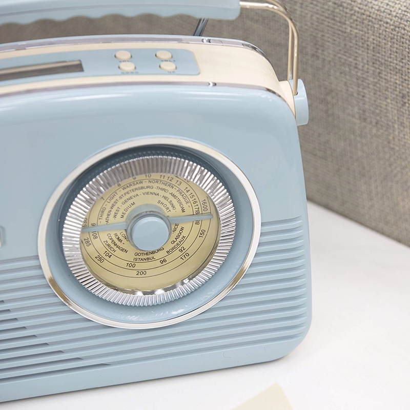 Blue Akai Vintage Bluetooth Radio