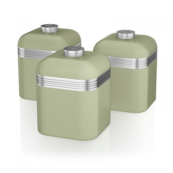 Swan SWKA1020GN Retro Set of 3 Canisters – Green