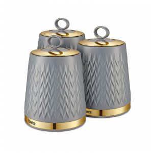 Tower Empire 3 Piece Canisters – Grey / Gold Tower Empire 3 Piece Canisters – Grey / Gold