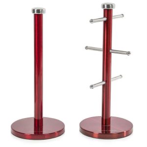 Morphy Richards 974029 Mug Tree and Towel Pole Set – Red