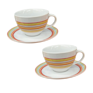 Citrus Stripe Jumbo Cup and Saucer Set (Set of 2)