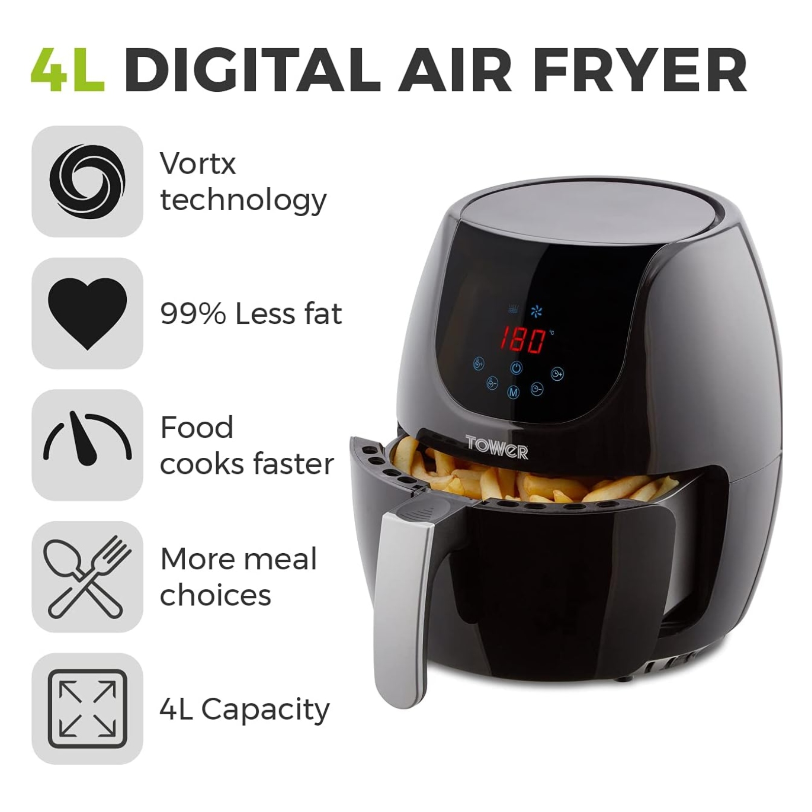 Tower T17067 Vortx 4l Air Fryer Digital Tower T17067 Vortx 4l Air Fryer Digital - Image 2