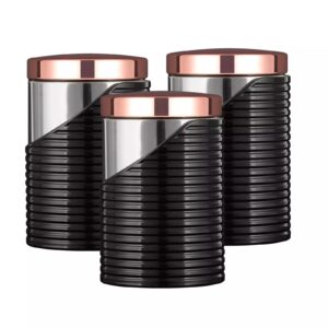 Tower 3 Piece Canisters Black & Rose Gold