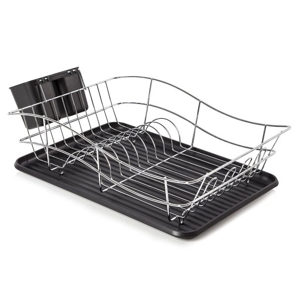 Tower Dish Rack T81400 with Chrome Tray – Stainless Steel / Black