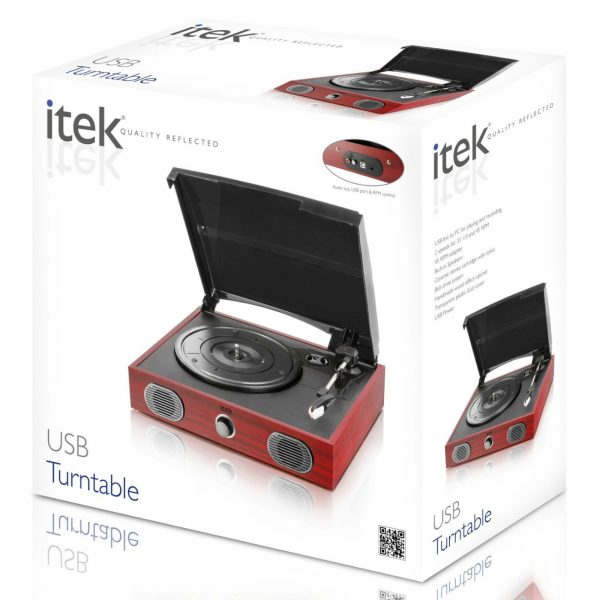 iTek I60007 USB Retro Vinyl Turntable – Wood