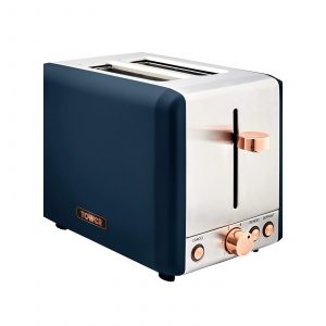 Tower cavalier rose gold 2 slice midnight blue toaster