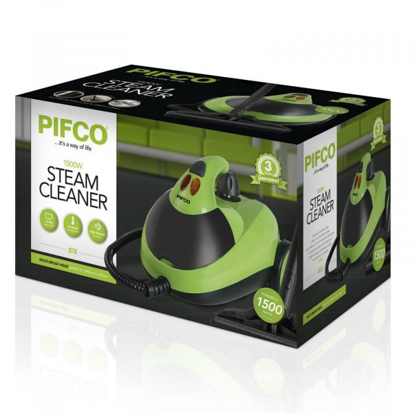 Pifco P29007 Multi Purpose Steam Cleaner 1500W – Green / Black