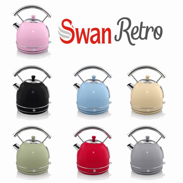 Swan SK34020PN Retro Dome Kettle 1.7L – Pink