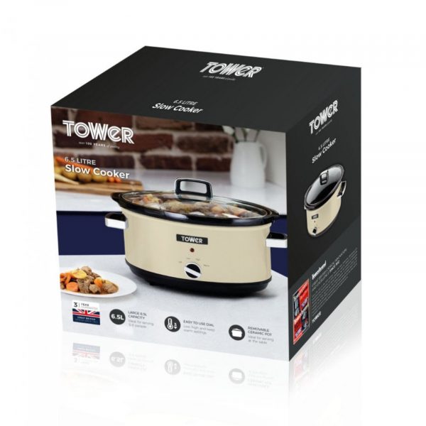 Tower T16019C Slow Cooker 6.5L – Cream