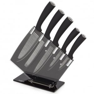 Tower T80706 5 Piece Knife Set & Acrylic Stand – Black