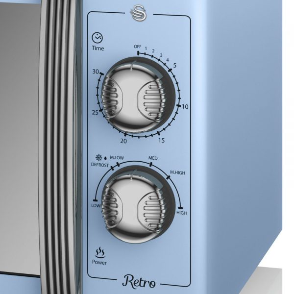 Swan SM22070BLN Retro Manual Microwave 25L – Blue