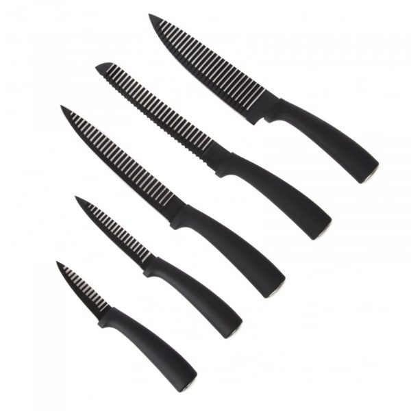 Tower T80706 5 Piece Knife Set & Acrylic Stand – Black