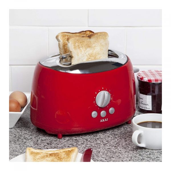 Akai A20001R Cool Touch 2 Slice Toaster, Red - Image 3