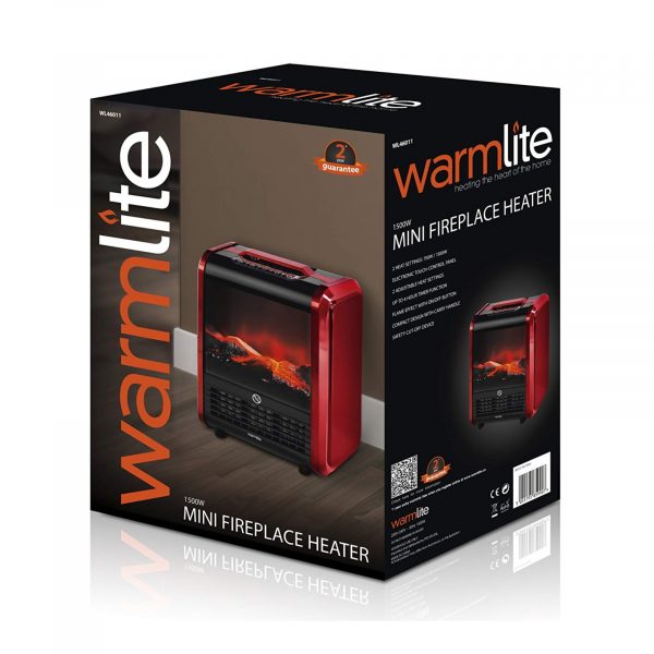 Warmlite Mini Fireplace Heater 3D Flame 1500 Watt Red WL46011R
