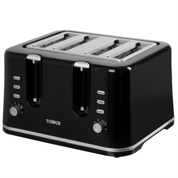 Tower T20010 4 Slice Toaster 1740W – Black / Grey