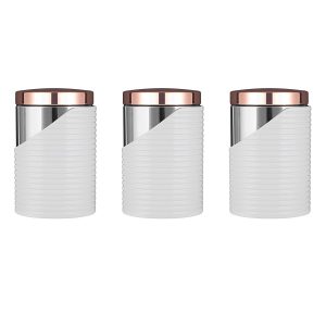 Tower T826001RW Linear Canisters – Stainless Steel / White / Rose Gold