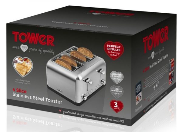 Tower T20003 4 Slice Toaster Stainless Steel