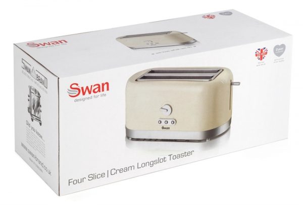 Swan ST10090CREN 4 Slice Long Slot Toaster – Cream