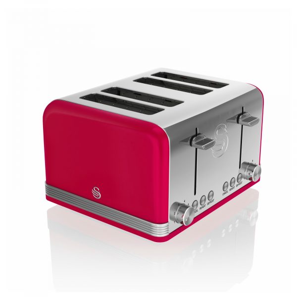 Swan ST19020RN Retro 4 Slice Toaster – Red