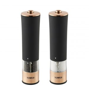 Tower T847003RB Electric Salt and Pepper Mills – Black and Rose Gold Tower T847003RB Electric Salt and Pepper Mills – Black and Rose Gold
