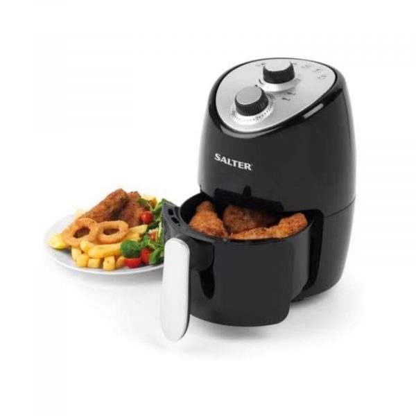 Salter EK2817 Compact Hot Air Fryer with Removable Frying Rack 2L – Black / Silver