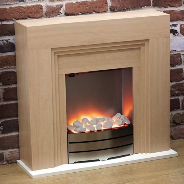 Warmlite WL4501 York Realistic LED Flame Effect Fireplace Suite – Beech