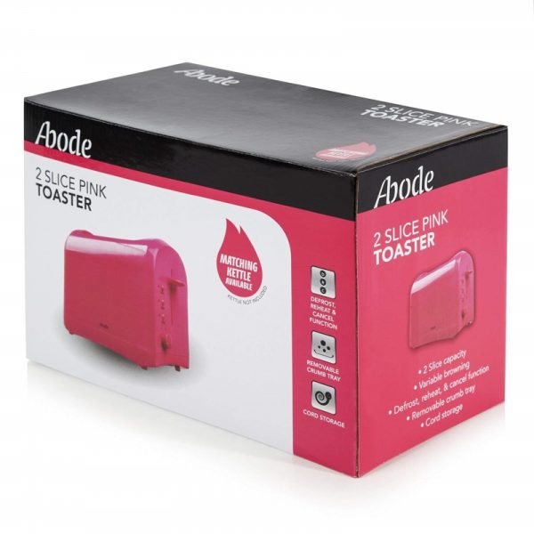 Abode G2SCPT3002P 2 Slice Toaster- Pink