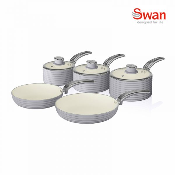 Swan SWPS5020GRN Retro 5 Piece Pan Set – Grey