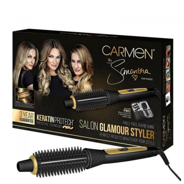 Carmen C81027 Heated Styling Brush and Accessories – Black