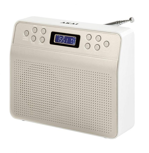 Akai A60013C Portable DAB Radio Alarm Clock with LCD Screen – Champagne