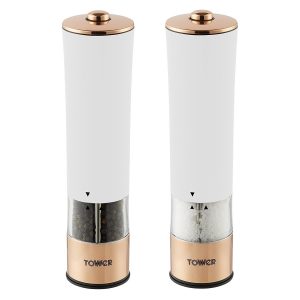 Tower T847003RW Electric Salt and Pepper Mills – White and Rose Gold