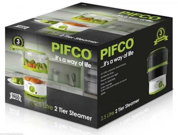 Pifco P21001 2.5L 550W 2 Tier Steamer - Image 2