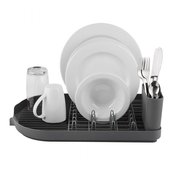 Tower T847000 Compact Dish Rack with Cutlery Holder, Grey