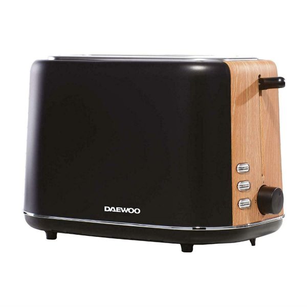 Daewoo SDA1743 2 Slice Toaster – Black and Wood Effect
