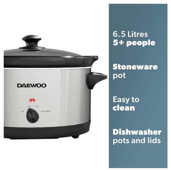 Daewoo SDA1788 6.5l Stainless Steel Slow Cooker