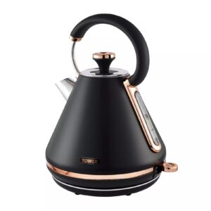 Tower T10044RG Caveletto 1.7L Pyramid Kettle Black Rose Gold Tower Caveletto 1.7L Pyramid Kettle Black Rose Gold