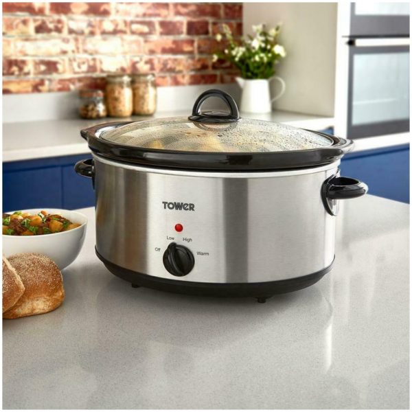 Tower 5.5L Slow Cooker – Stainless Steel