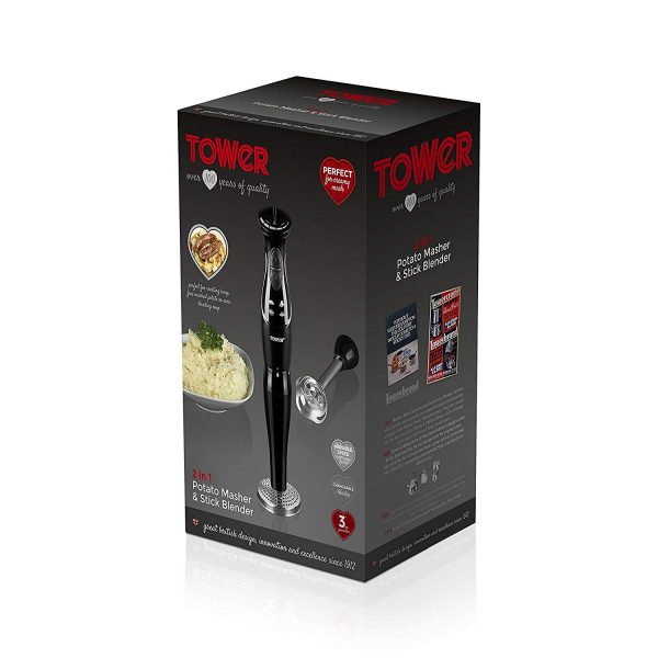 Tower T12015 2in1 Potato Masher and Stick Blender 400W – Black