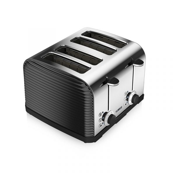 Tower T20008 Linear 4 Slice Toaster – Black / Stainless Steel