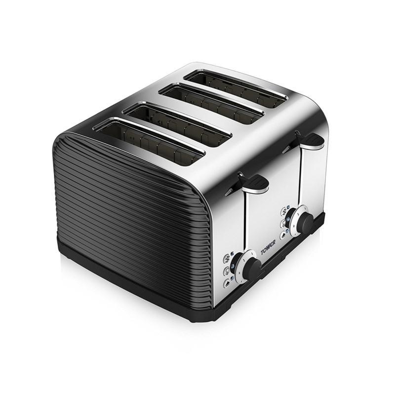 Tower T20008 Linear 4 Slice Toaster - Black / Stainless Steel - Kettle ...