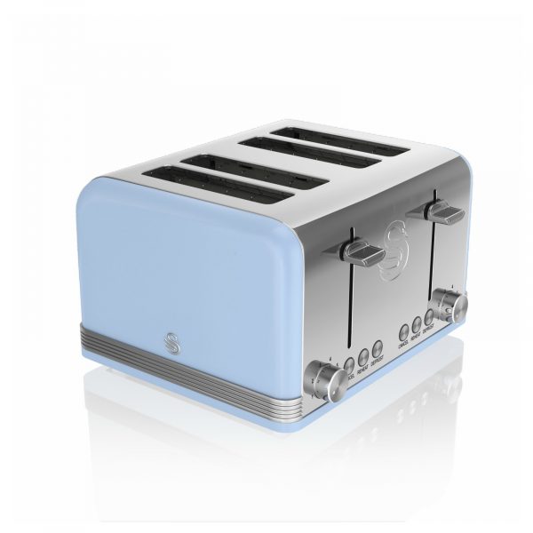 Swan ST19020BLN Retro 4 Slice Toaster – Blue
