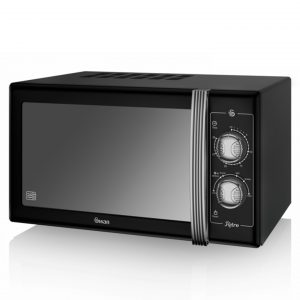 Swan SM22070BN Microwave Retro Manual 25L, 900W – Black