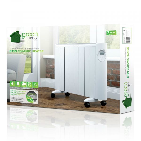 Pifco P37002 Green Energy 1500W 8 Fin Ceramic Heater